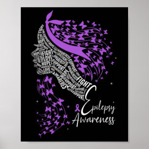 Paarse Lint Vlinder Epilepsie Bewustzijn Poster