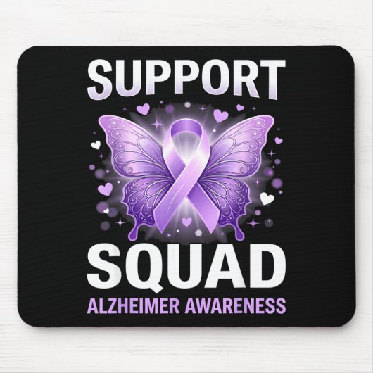 Paarse lint vlinder supportteam alzheimer muismat (Voorkant)