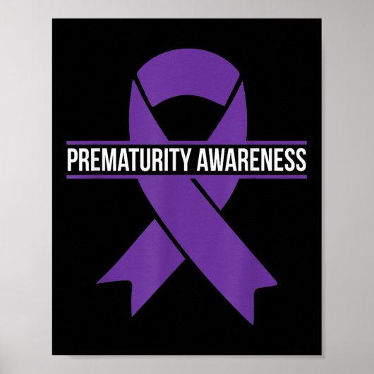 Paarse lint voor maand van vroegtijdige waarschuwi poster (Voorkant)