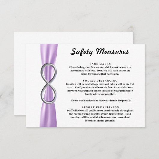 Paarse Lint Zilveren Oneindigheid Veiligheidsmaatr Informatiekaartje (Voorkant / Achterkant)