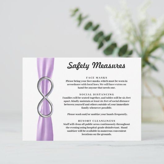 Paarse Lint Zilveren Oneindigheid Veiligheidsmaatr Informatiekaartje (Staand voorkant)