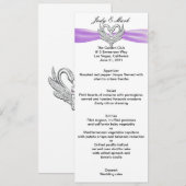 Paarse lint zilveren zwanen Menu Kaart (Voorkant / Achterkant)