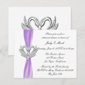 Paarse lint zilveren zwanen repetitie diner uitnod kaart (Voorkant / Achterkant)