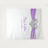 Paarse lint zilveren zwanen trouw achtergrond wandkleed (Voorkant (horizontaal))