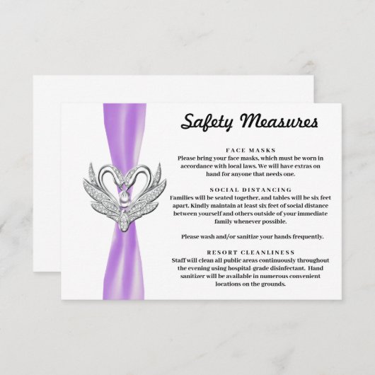 Paarse Lint Zilveren Zwanen Veiligheidsmaatregelen Informatiekaartje (Voorkant / Achterkant)