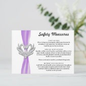 Paarse lint zilveren zwanen veiligheidsmaatregelen informatiekaartje (Staand voorkant)