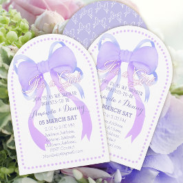 Paarse lintboog baby shower boog kaart