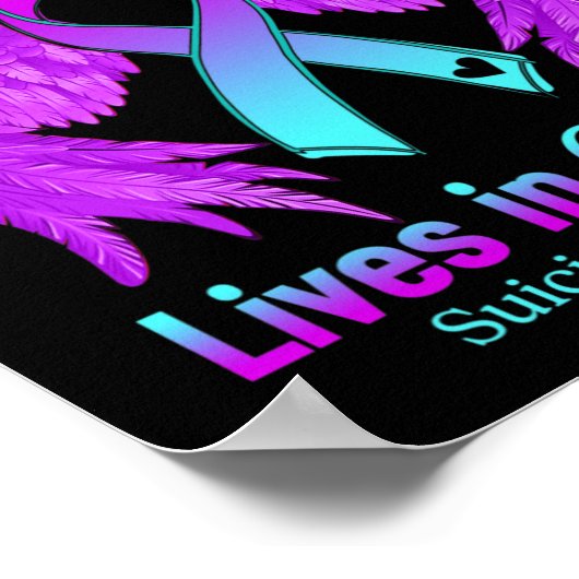 Paarse Lintengel Vleugel Suicide Awareness Memoria Poster (Hoek)