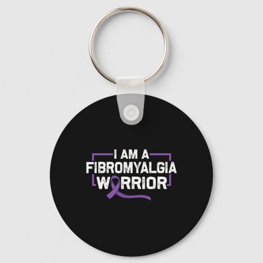 Paarse lintstrijder van fibromyalgie-bewustzijn sleutelhanger (Voorkant)