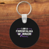 Paarse lintstrijder van fibromyalgie-bewustzijn sleutelhanger (Voorkant)