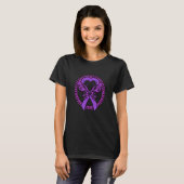 Paarse lintvlinder Fibromyalgie Bewustmaking T-shirt (Voorkant volledig)