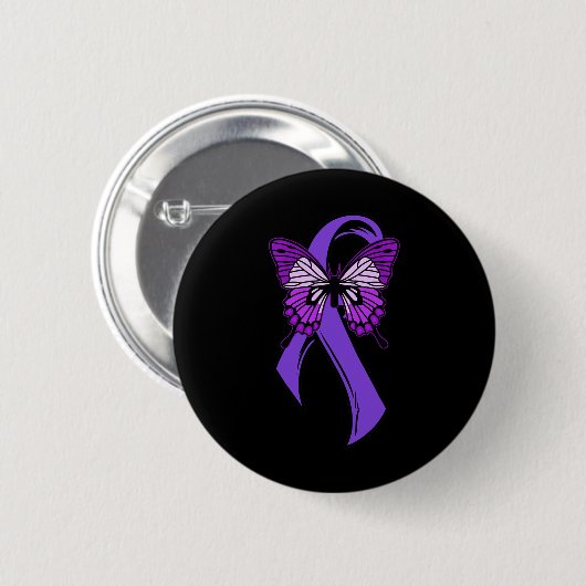 Paarse lintvlinder - fibromyalgie bewustzijn 3 ronde button 5,7 cm (Voorkant /achterkant)