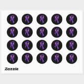Paarse lintvlinder - fibromyalgie bewustzijn 3 ronde sticker (Vel)