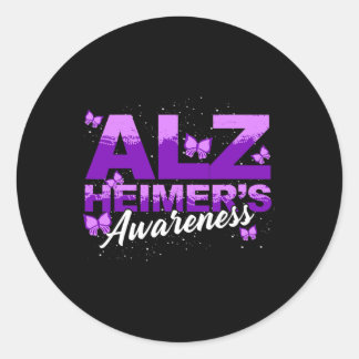 Paarse lintvlinders Alzheimerheimers Awarene Ronde Sticker