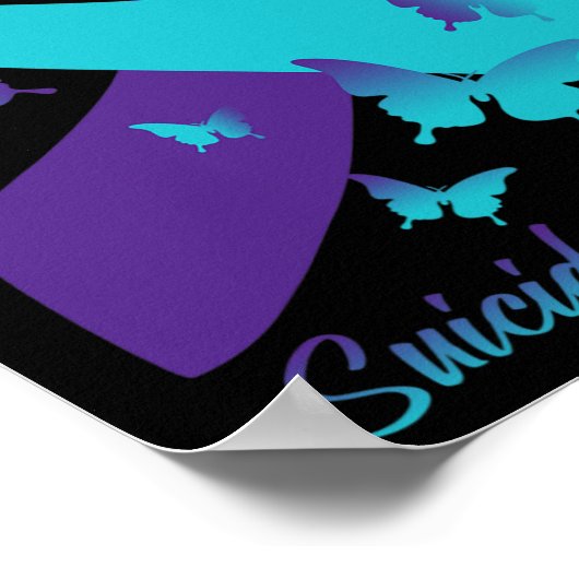 Paarse lintvlinders zelfmoordpreventie bewust poster (Hoek)