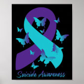 Paarse lintvlinders zelfmoordpreventie bewust poster (Voorkant)
