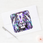 Paarse lion Portrait - Lion Sticker Square (Envelop)