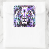 Paarse lion Portrait - Lion Sticker Square (Tas)
