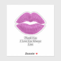 Paarse Lippen Dank Je Custom-Cut Vinyl Sticker