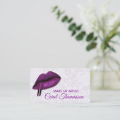 Paarse Lippen Make-up Visitekaartje (Staand voorkant)