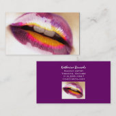 Paarse lippen, met meerkleurige lip ontworpen visitekaartje (Voorkant / Achterkant)
