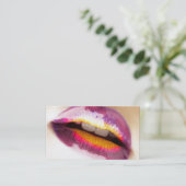 Paarse lippen, met meerkleurige lip ontworpen visitekaartje (Staand voorkant)