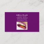 Paarse lippen, met meerkleurige lip ontworpen visitekaartje (Achterkant)