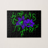 paarse lippenbloem, zwart legpuzzel (Horizontaal)