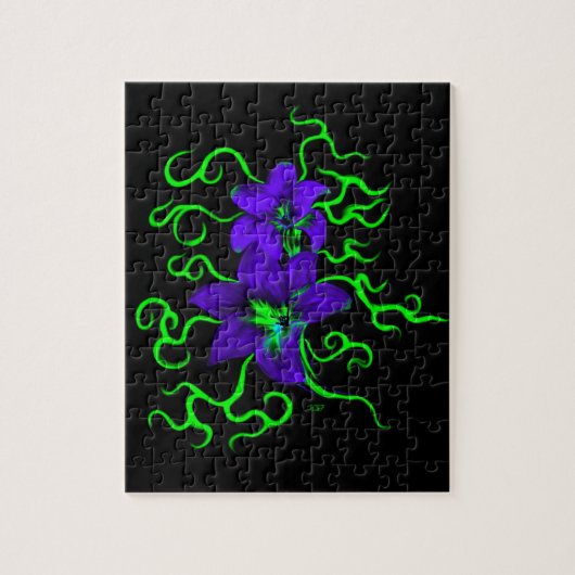 paarse lippenbloem, zwart legpuzzel (Verticaal)