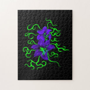 paarse lippenbloem, zwart legpuzzel