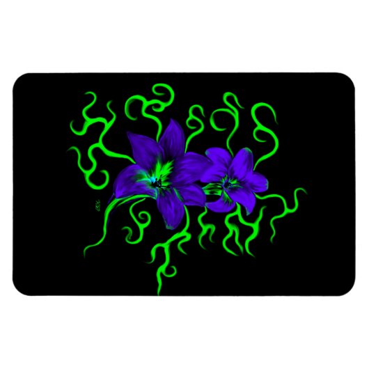 paarse lippenbloem, zwart magneet (Horizontaal)