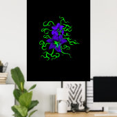 paarse lippenbloem, zwart poster (Thuiskantoor)