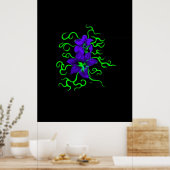 paarse lippenbloem, zwart poster (Keuken)