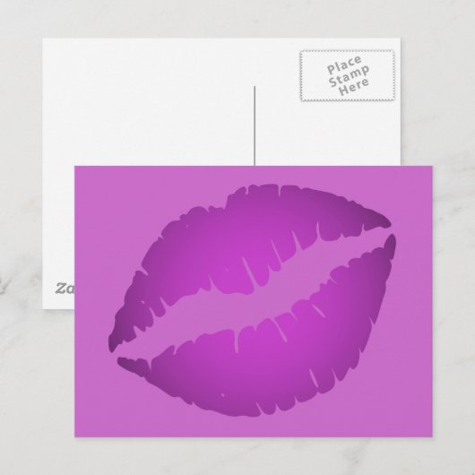 Paarse lipstick briefkaart (Voorkant / Achterkant)