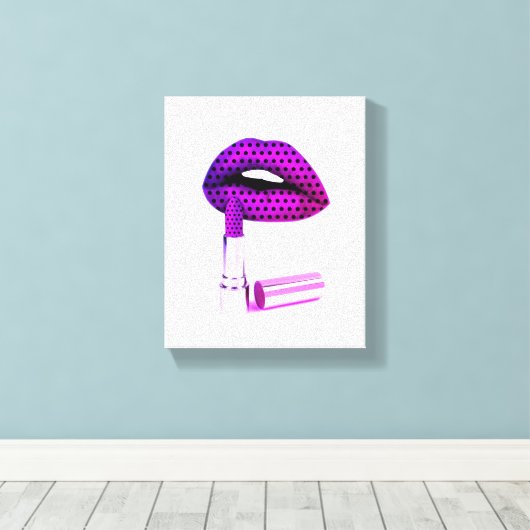 Paarse lipstick canvas afdruk (Insitu (Houten vloer))