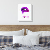 Paarse lipstick canvas afdruk (Insitu (Slaapkamer))