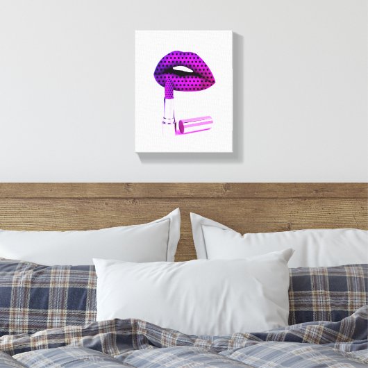Paarse lipstick canvas afdruk (Insitu (Slaapkamer))