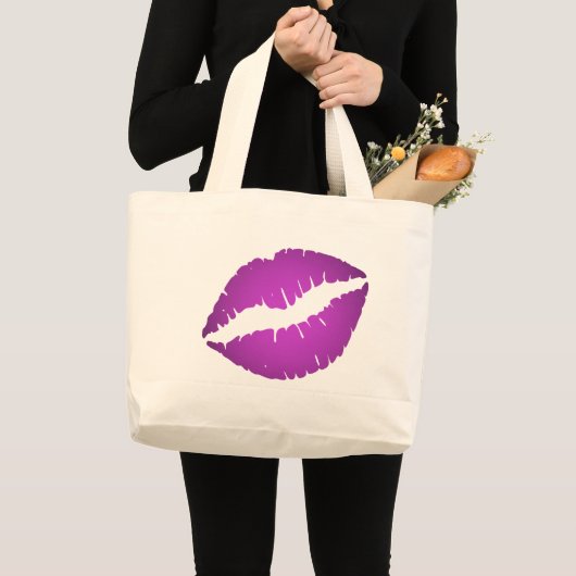 Paarse lipstick grote tote bag (Voorkant (product))