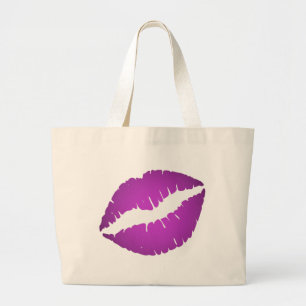 Paarse lipstick grote tote bag