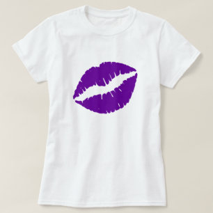 Paarse lipstick Kiss T-shirt