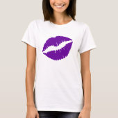 Paarse lipstick Kiss T-shirt (Voorkant)