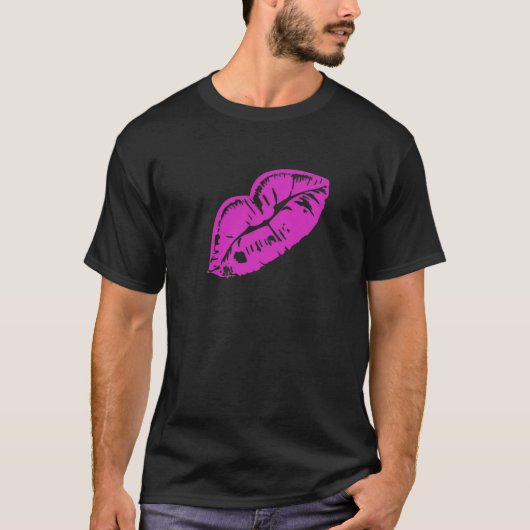 Paarse lipstick kiss vlek t-shirt (Voorkant)