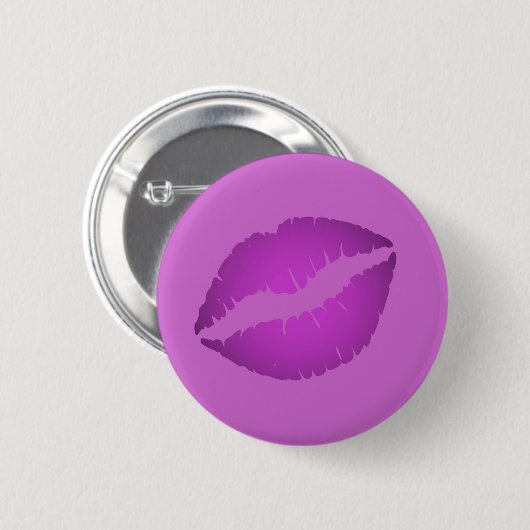 Paarse lipstick ronde button 5,7 cm (Voorkant /achterkant)