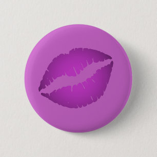 Paarse lipstick ronde button 5,7 cm