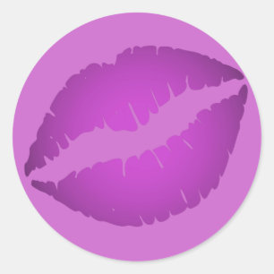 Paarse lipstick ronde sticker