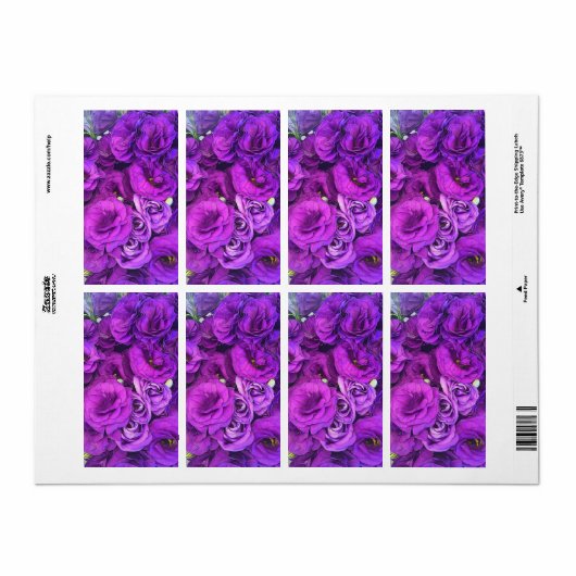Paarse Lisianthus Flowers Etiket (Full Sheet)
