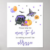 Paarse Little Boo Baby shower Envelope Station Poster (Voorkant)