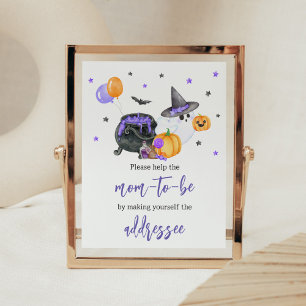 Paarse Little Boo Baby shower Envelope Station Poster