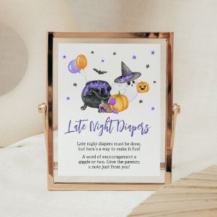 Paarse Little Boo Baby shower Late Night Luiers Poster