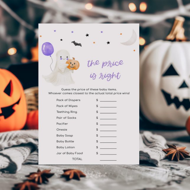 Paarse Little Boo De prijs is het juiste spel (A Little Boo Baby Shower The Price is Right Game)